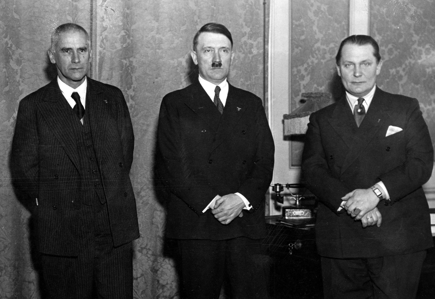 Wilhelm Frick, Hermann Göring, and Hitler on the day he was named Chancellor of Germany